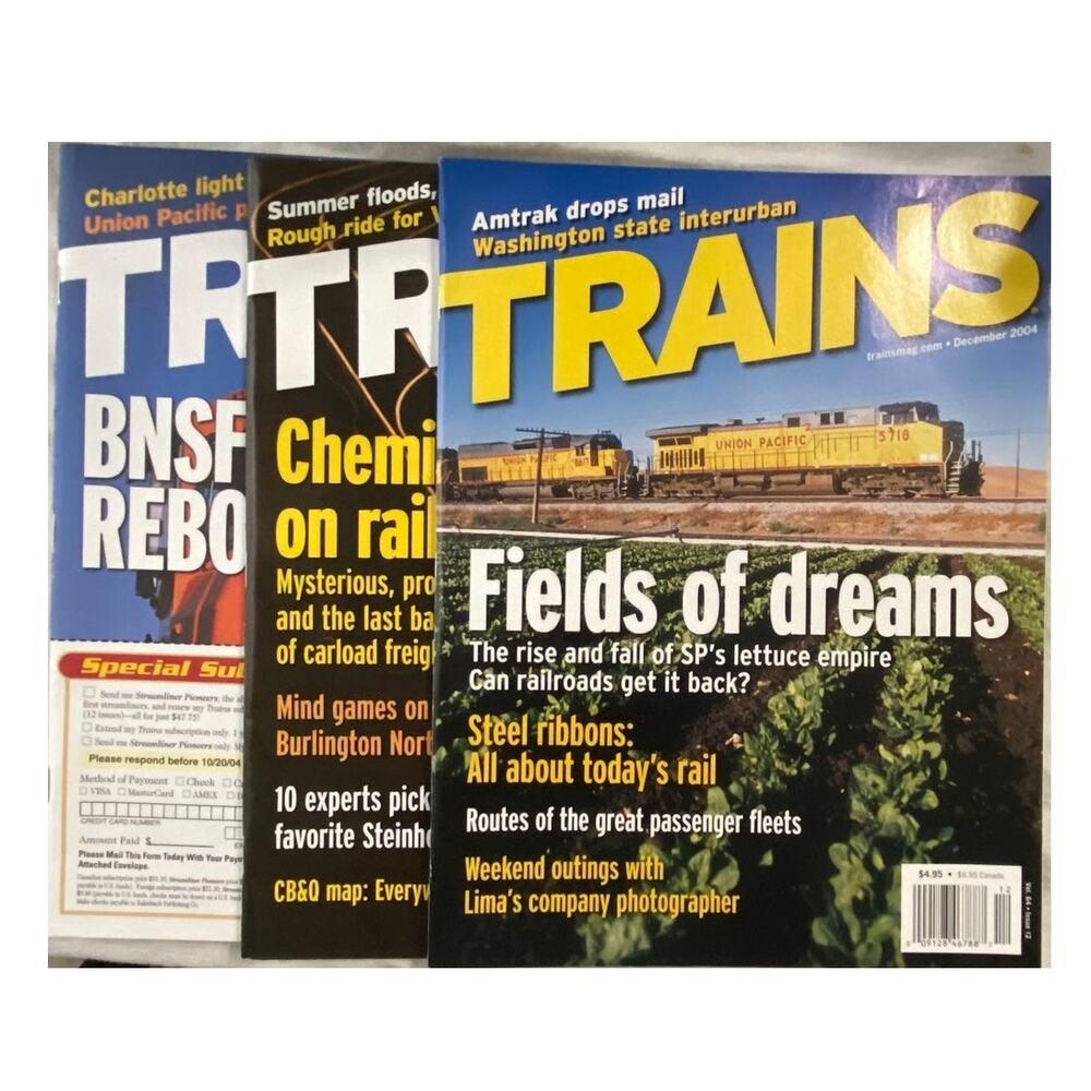 Vtg Lot 3 Trains Oct Nov Dec 2004 Magazine Collect Track Railroad Amtrak Steel